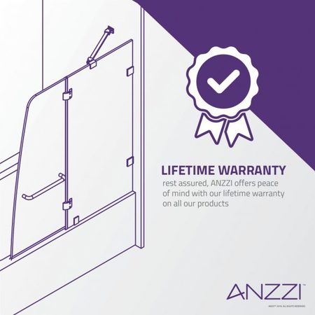 Anzzi Pacific 48" by 58" Frameless Hinged Tub Door in Brushed Nickel SD-AZ8076-01BN